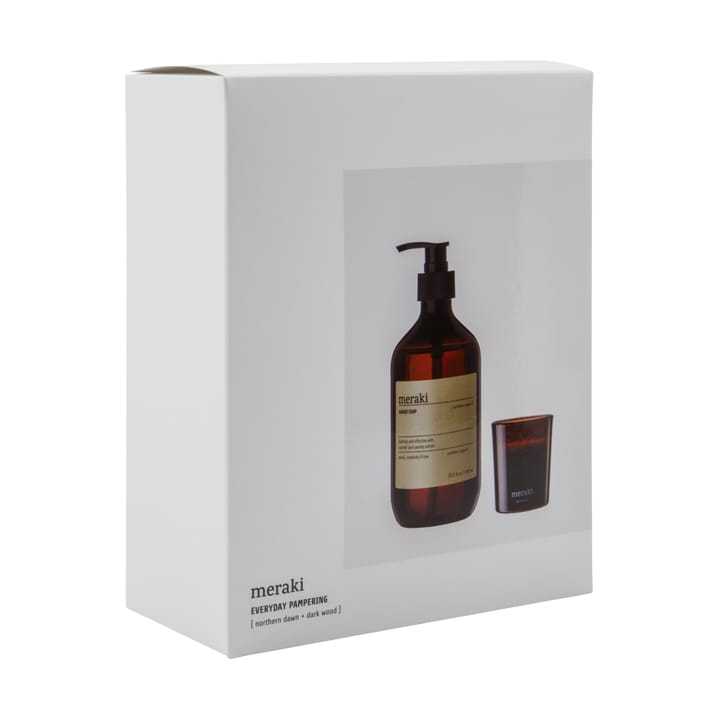 Coffret-cadeau Meraki savon pour les mains et bougie parfumée, Northern dawn + dark wood Meraki
