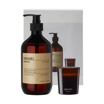 Coffret-cadeau Meraki savon pour les mains et bougie parfumée - Northern dawn + dark wood - Meraki