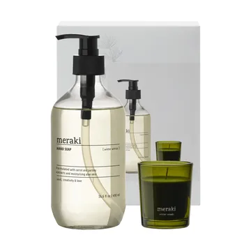 Coffret-cadeau Meraki savon pour les mains et bougie parfumée - Winter whisp, winter woods - Meraki