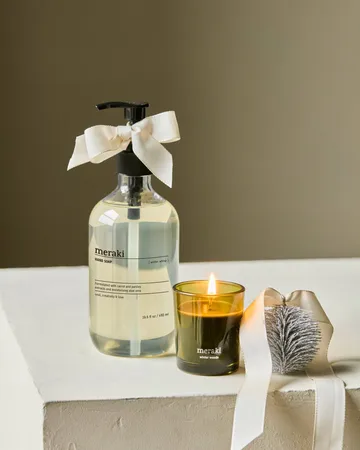 Coffret-cadeau Meraki savon pour les mains et bougie parfumée - Winter whisp, winter woods - Meraki