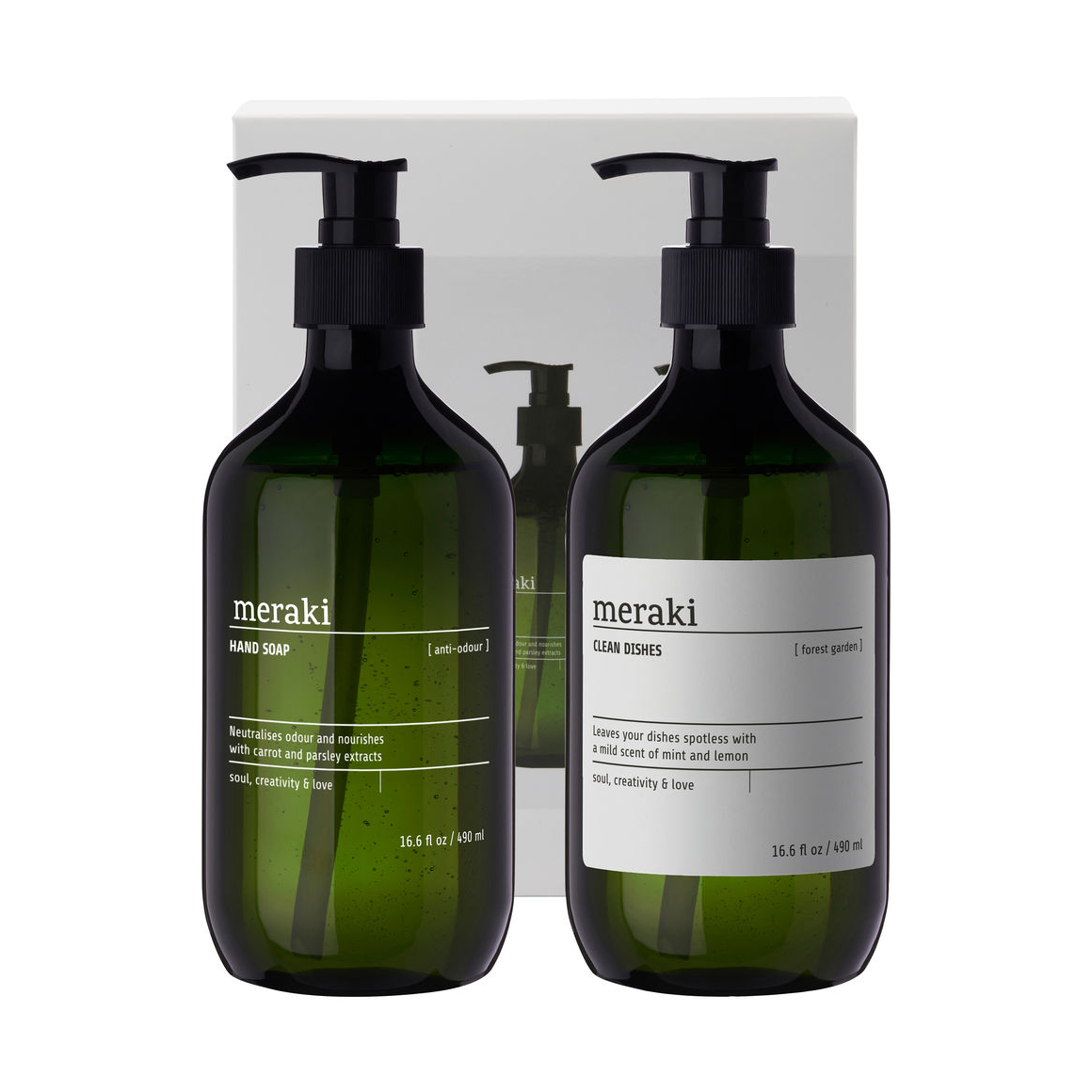 Meraki Coffret-cadeau Meraki savon pour les mains et liquide vaisselle Anti-odeur jardin forestier