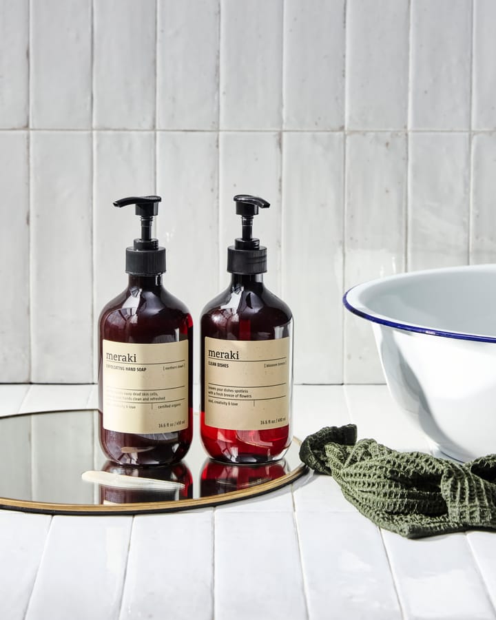 Coffret-cadeau Meraki savon pour les mains et liquide vaisselle, Exfoliant Étoile du Nord, Brise de fleurs Meraki