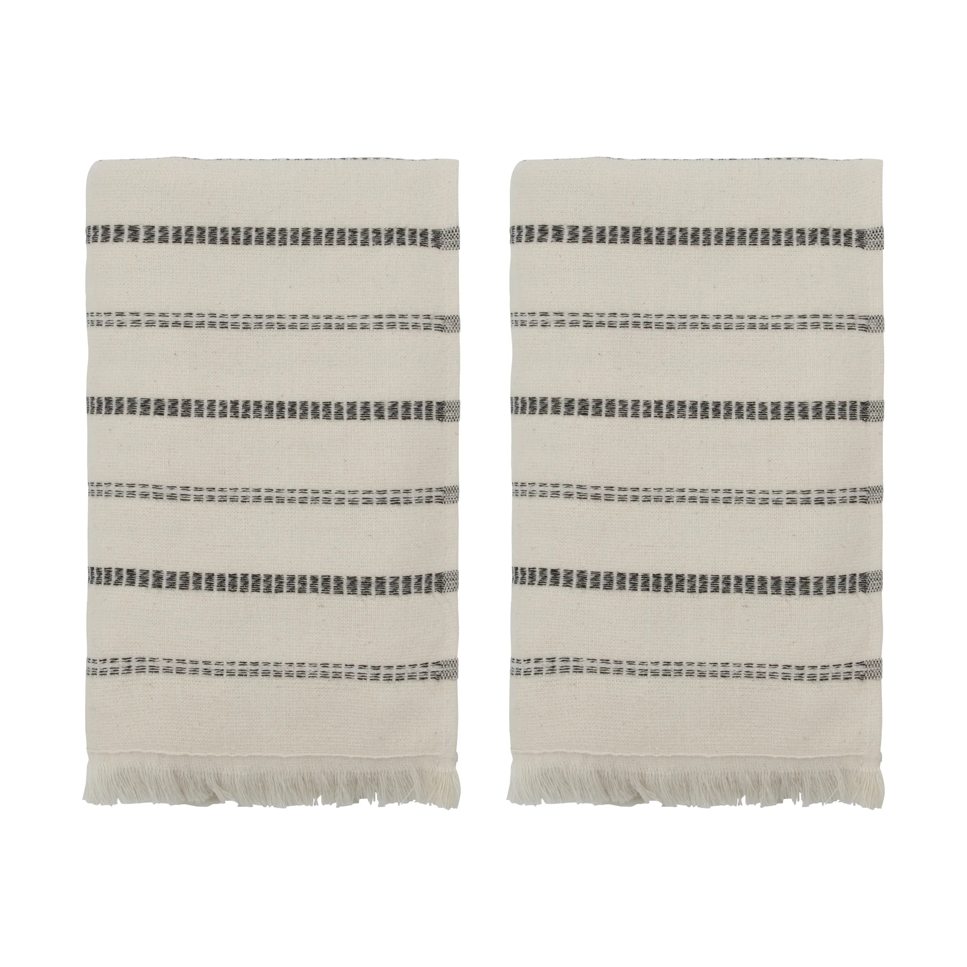 Lot de 2 serviettes True, Off-White-noir, 50x100 cm Meraki