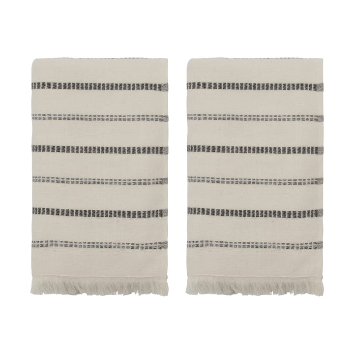 Lot de 2 serviettes True - Off-White-noir, 50x100 cm - Meraki