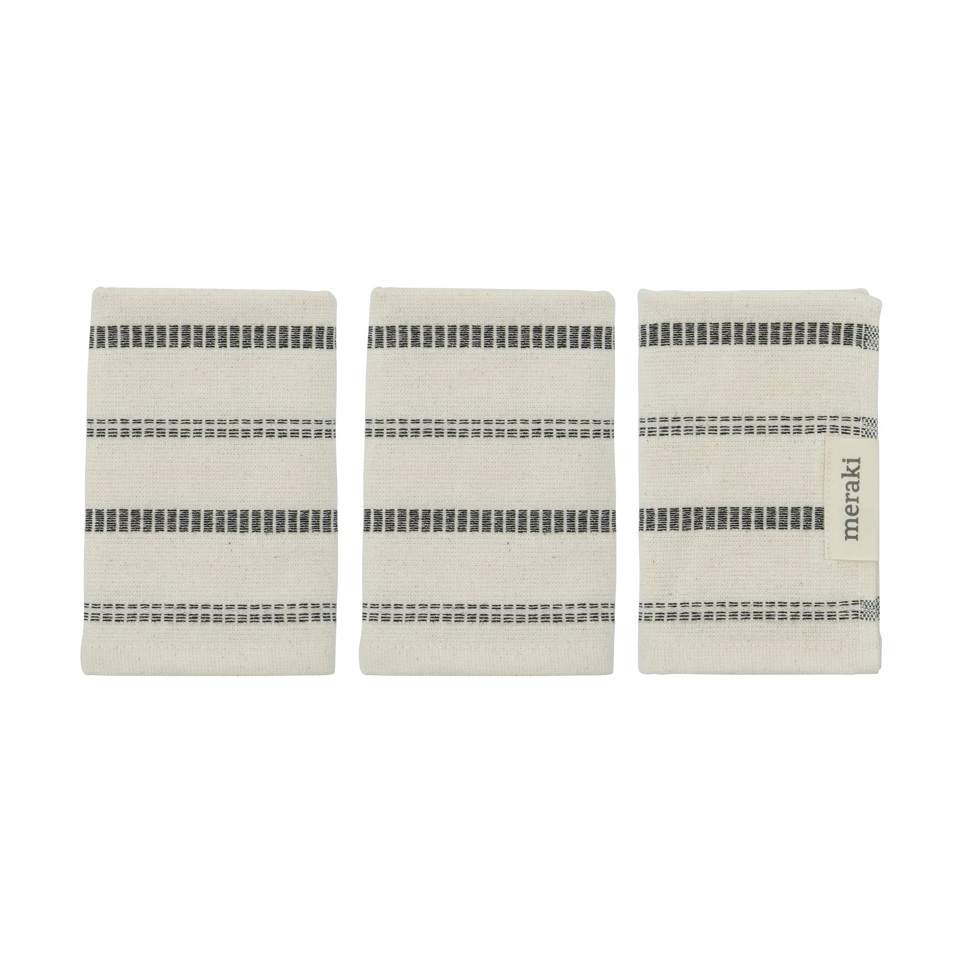 Lot de 3 lingettes True, Off-White-noir Meraki