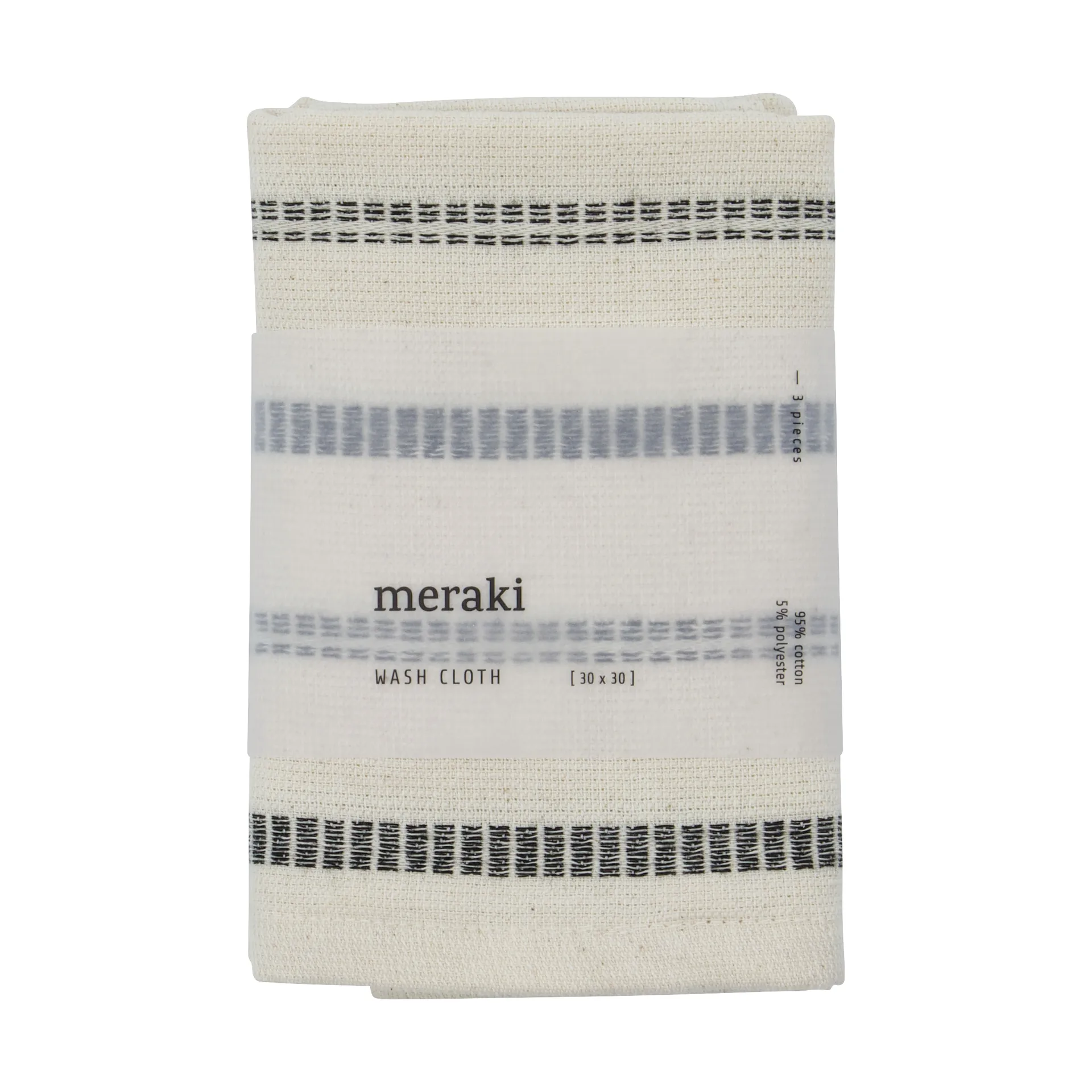 Lot de 3 lingettes True, Off-White-noir Meraki