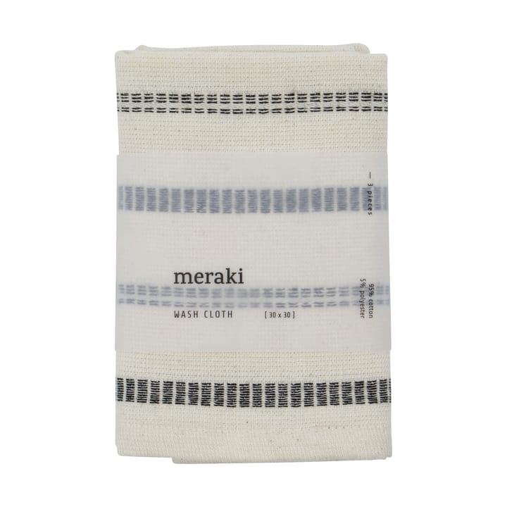 Lot de 3 lingettes True, Off-White-noir Meraki