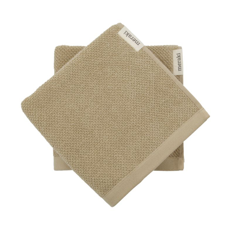 Meraki Serviette Solid 50x100 cm Lot de 2 Safari | Design Scandinave | Serviettes de bain | Beige