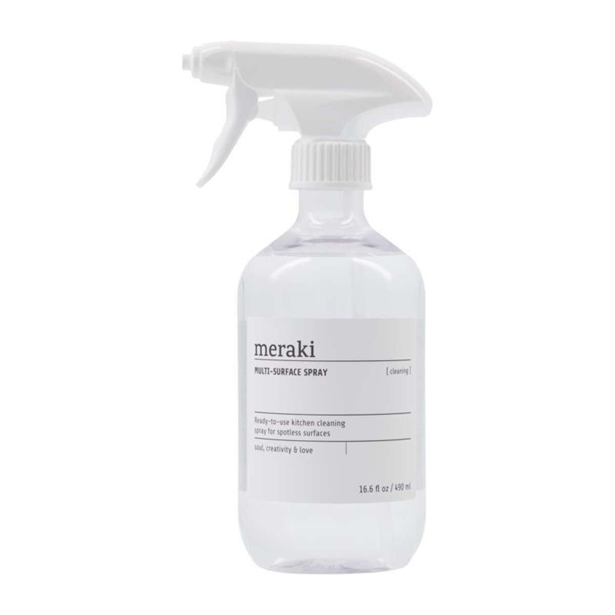 Meraki Spray nettoyant pour cuisine Meraki 490 ml | Design Scandinave | Liquide-vaisselle | Transparent