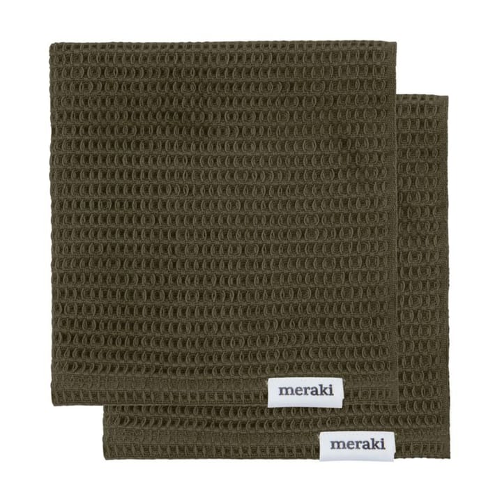 Torchons Pumila 30x30 cm, lot de 2 - Vert militaire - Meraki