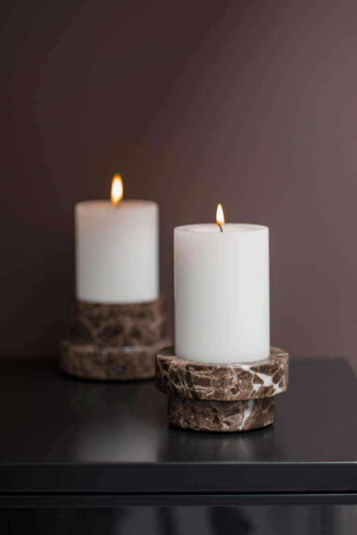 Bougeoir Marble pour bougies en bloc 5 cm - Marron - Mette Ditmer