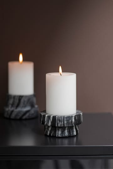 Bougeoir Marble pour bougies en bloc 5 cm - Noir-gris - Mette Ditmer