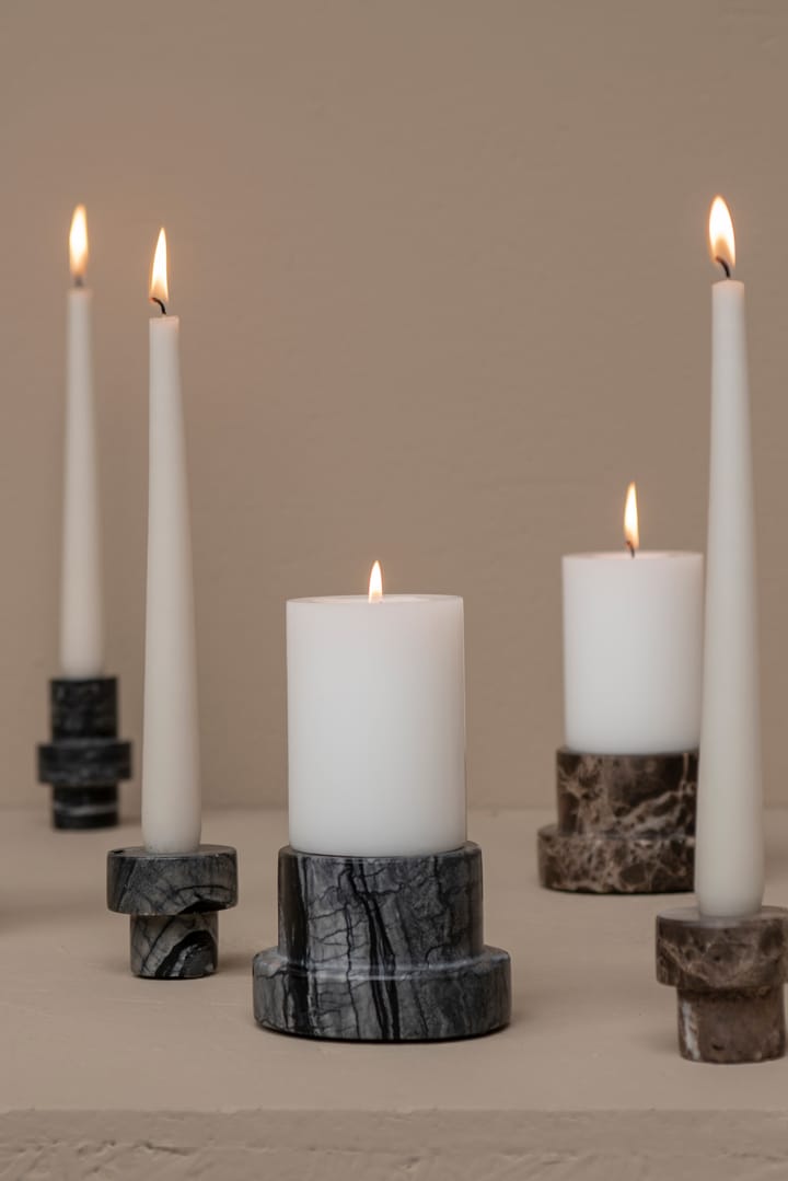 Bougeoir Marble pour bougies en bloc 6,5 cm - Noir-gris - Mette Ditmer