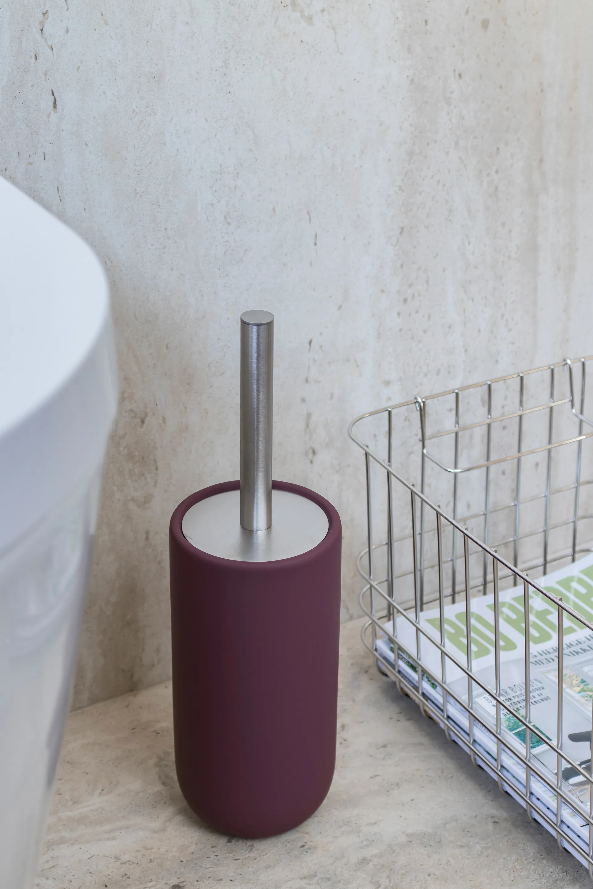 Brosse de toilettes Lotus Play, avec 2 têtes de brosse, Wine Mette Ditmer