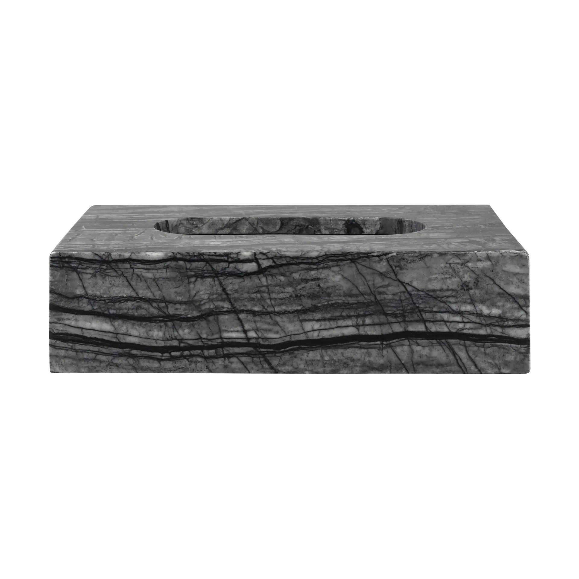 Coffret à mouchoirs Marble 14x25,5 cm, Noir-gris Mette Ditmer