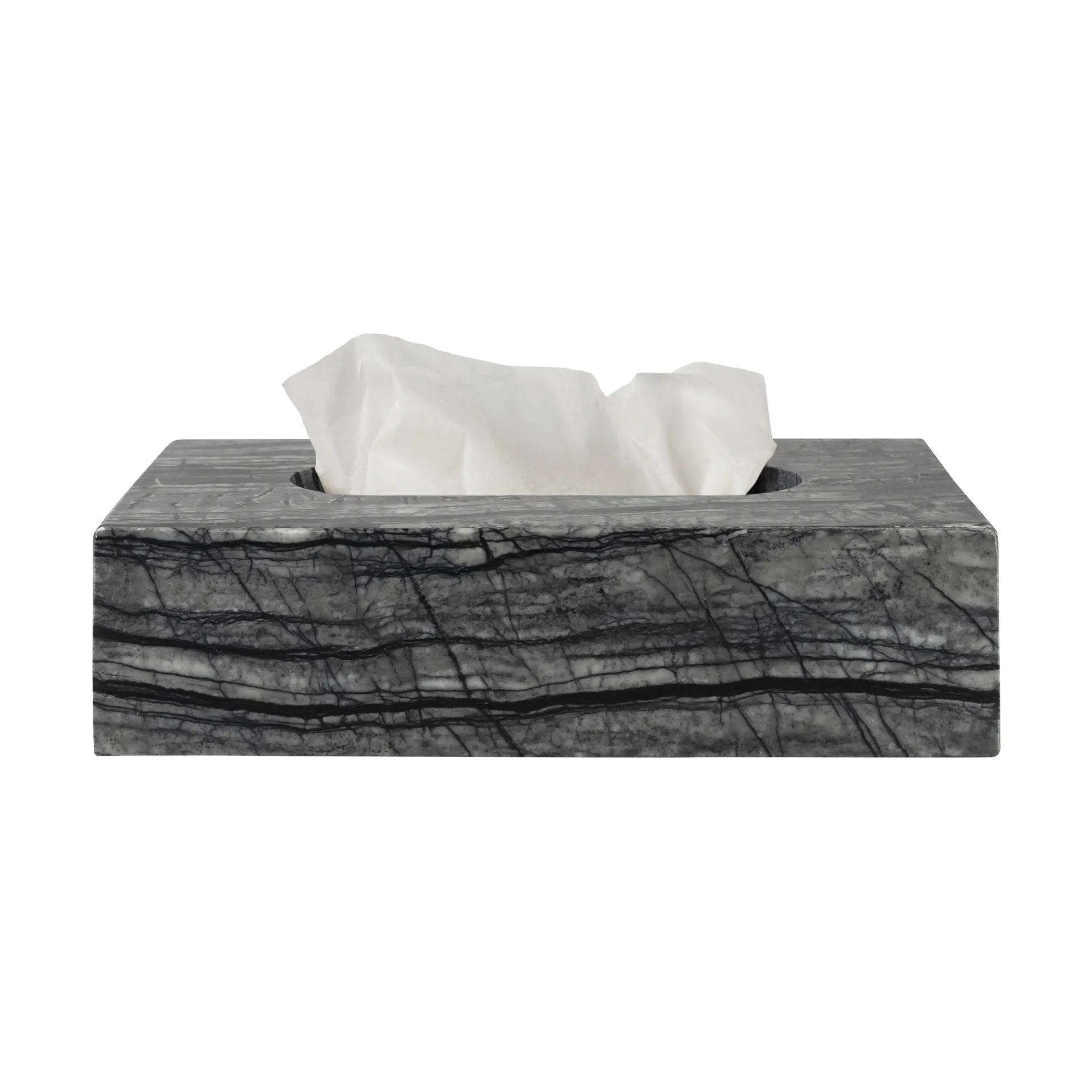 Coffret à mouchoirs Marble 14x25,5 cm, Noir-gris Mette Ditmer