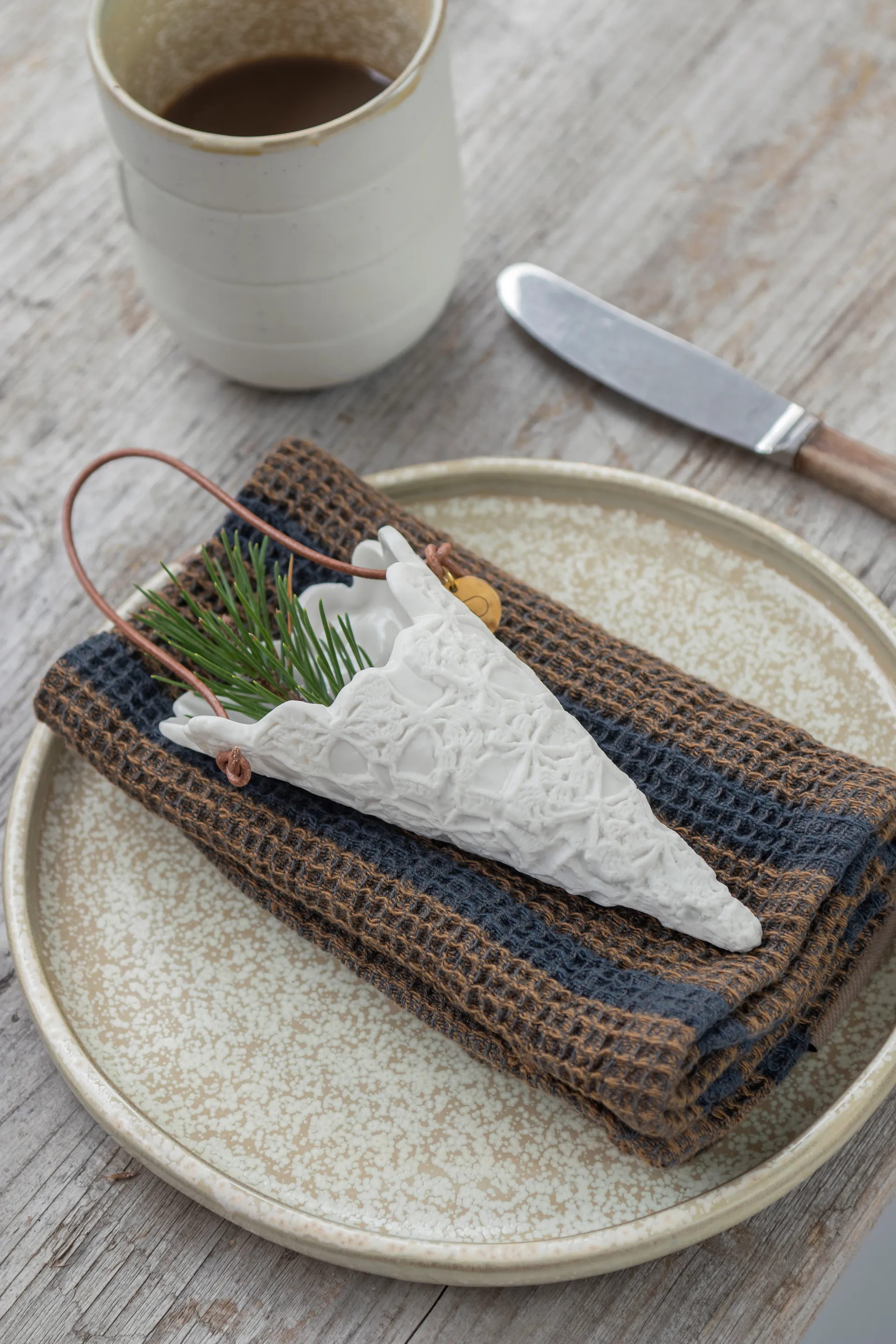 Cône de Noël Lace Lot de 2, Blanc cassé Mette Ditmer