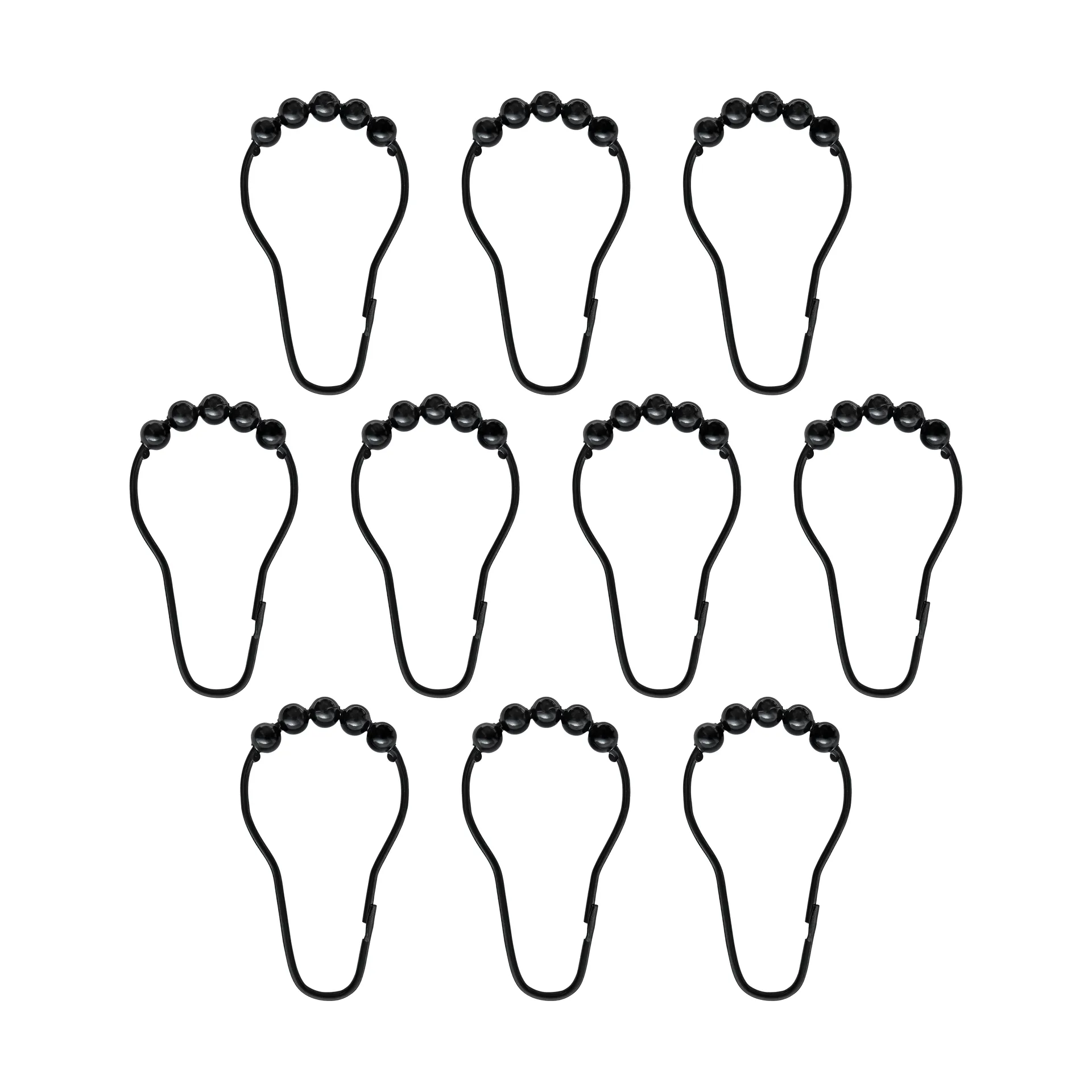 Crochets pour rideau de douche Aqua, lot de 10, Noir Mette Ditmer