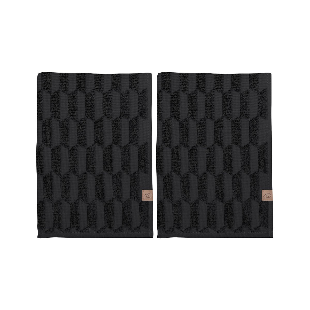 Mette Ditmer Essui-main Geo Lot de 2 Black | Design Scandinave | Serviettes de toilette | Noir