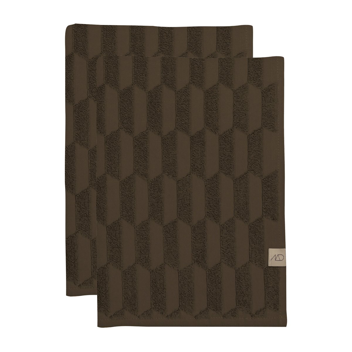 Mette Ditmer Essui-main Geo Lot de 2 Chocolat | Design Scandinave | Serviettes de toilette | Marron
