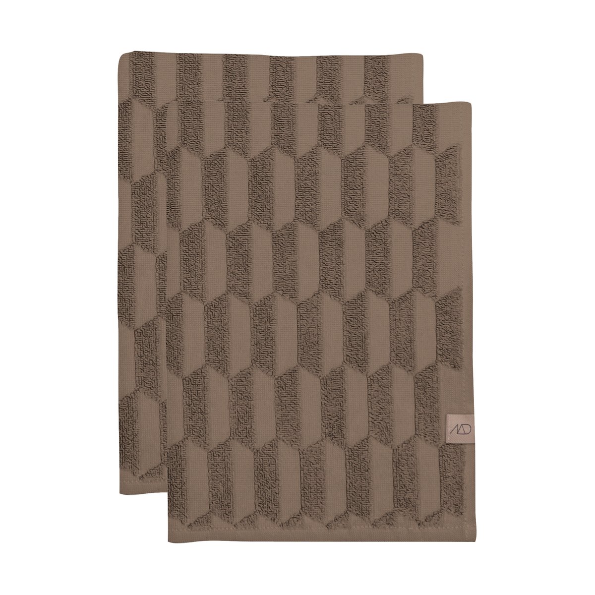 Mette Ditmer Essui-main Geo Lot de 2 Nougat | Design Scandinave | Serviettes de toilette | Marron