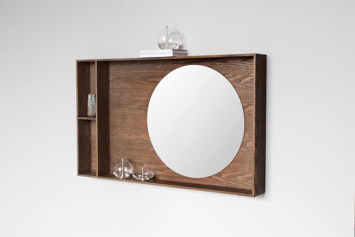 Miroir avec étagère Show-me large, Dark oiled Mette Ditmer