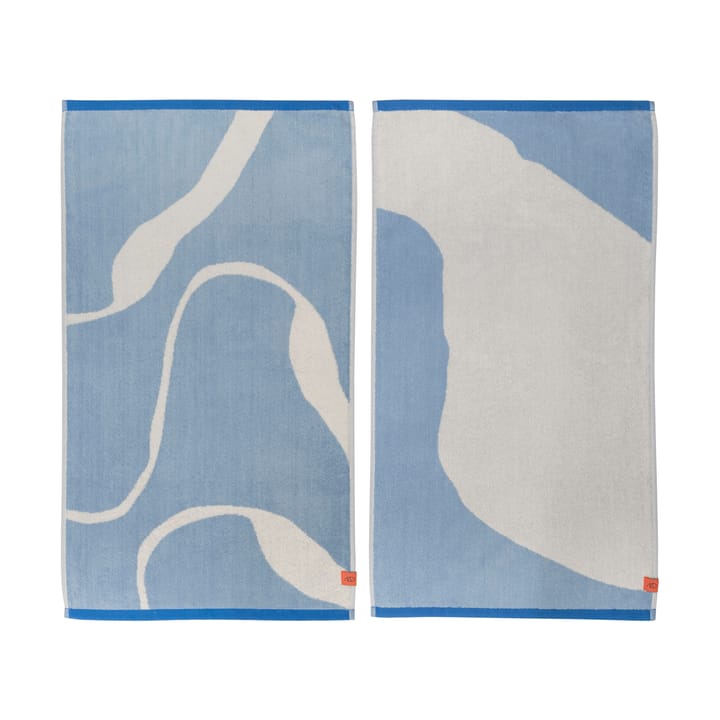 Nova Arte serviette 50x90 cm lot de 2 - Bleu clair-blanc cassé - Mette Ditmer