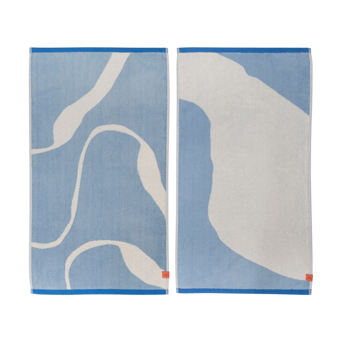 Mette Ditmer Nova Arte serviette 50x90 cm lot de 2 Bleu clair-blanc cassé