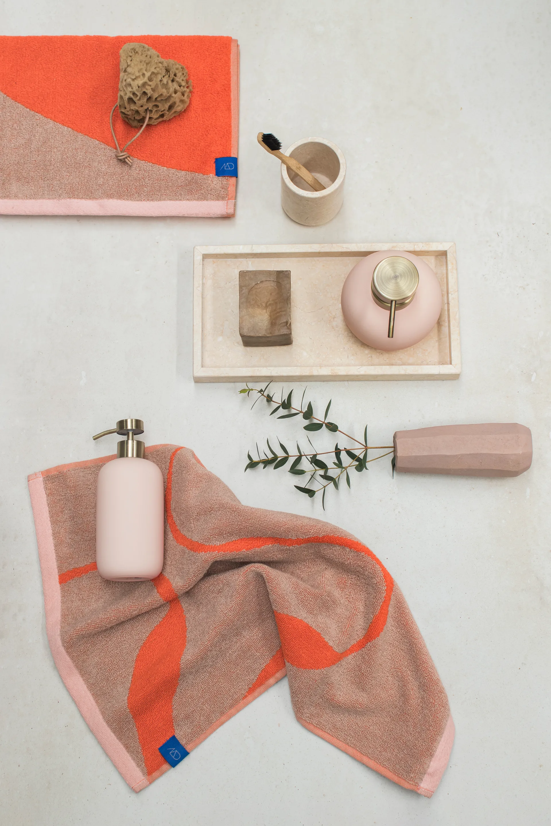 Nova Arte serviette 50x90 cm lot de 2, Latte-orange Mette Ditmer