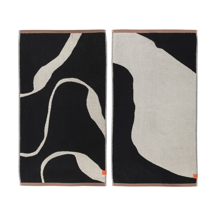 Nova Arte serviette 50x90 cm lot de 2 - noir-blanc cassé - Mette Ditmer