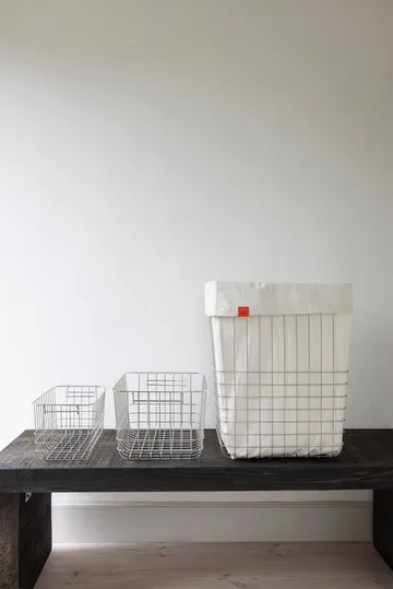 Panier de rangement Store-it avec sac en coton, large - Chrome - Mette Ditmer