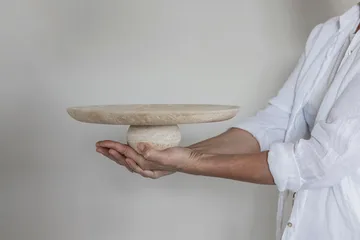 Piédestal Travertin - Linen, Ø32x8,5 cm - Mette Ditmer