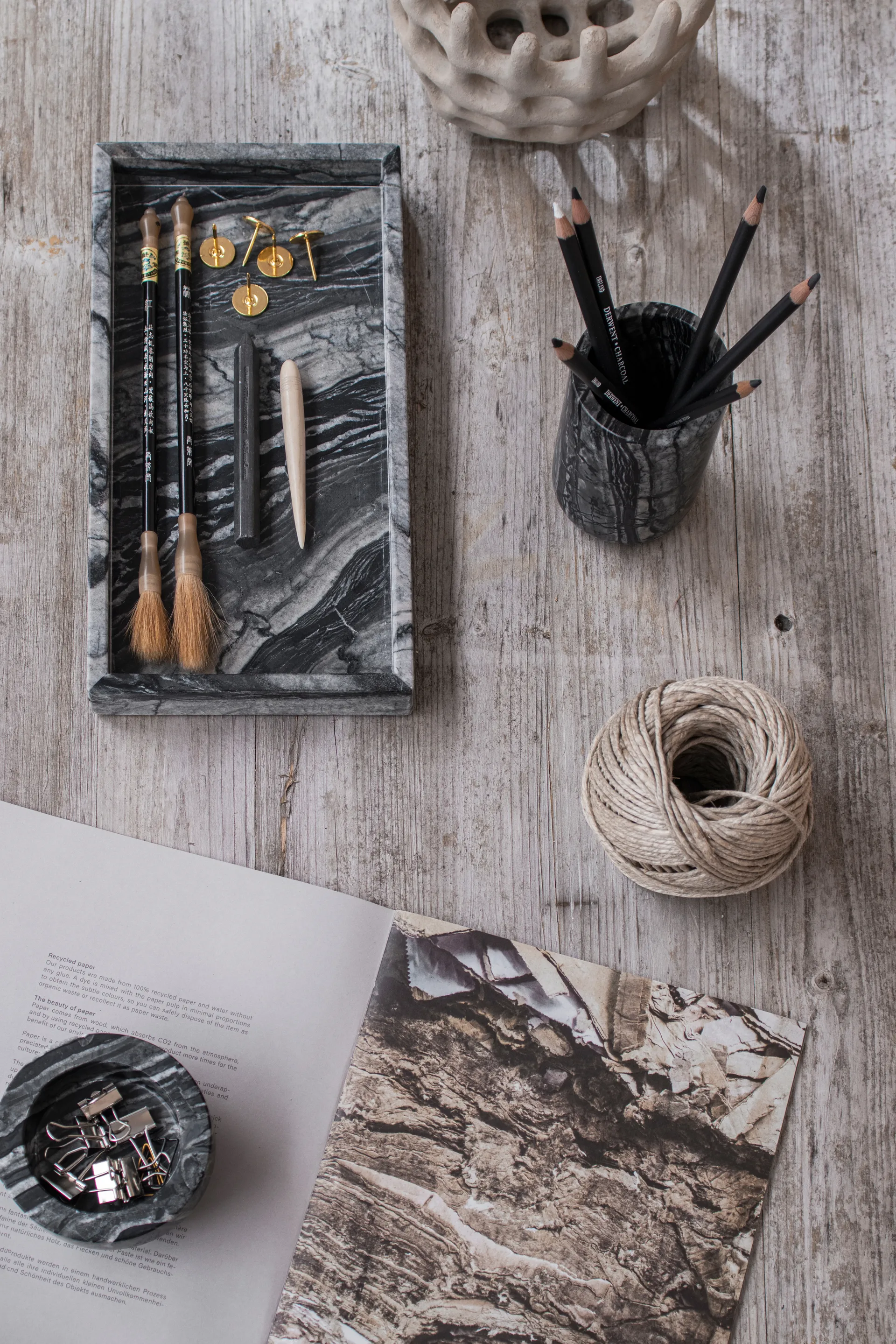 Plateau décoratif Marble 16 x 31 cm, Noir-gris Mette Ditmer