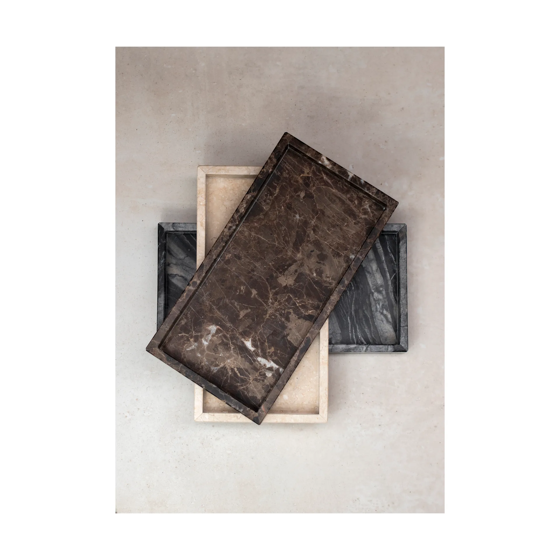 Plateau décoratif Marble 16 x 31 cm, Noir-gris Mette Ditmer