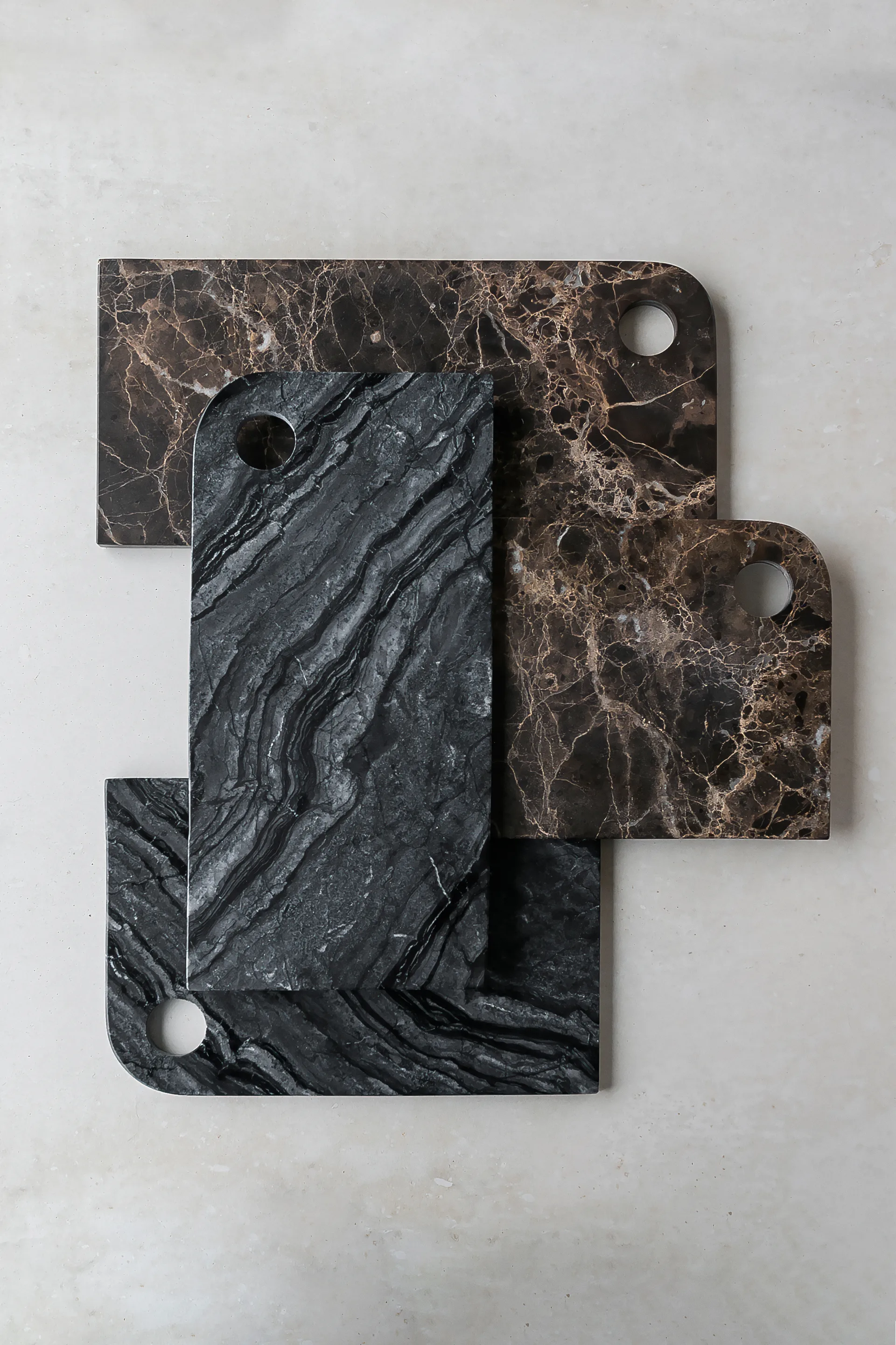 Plateau Marble large 18x38 cm, Black-grey Mette Ditmer
