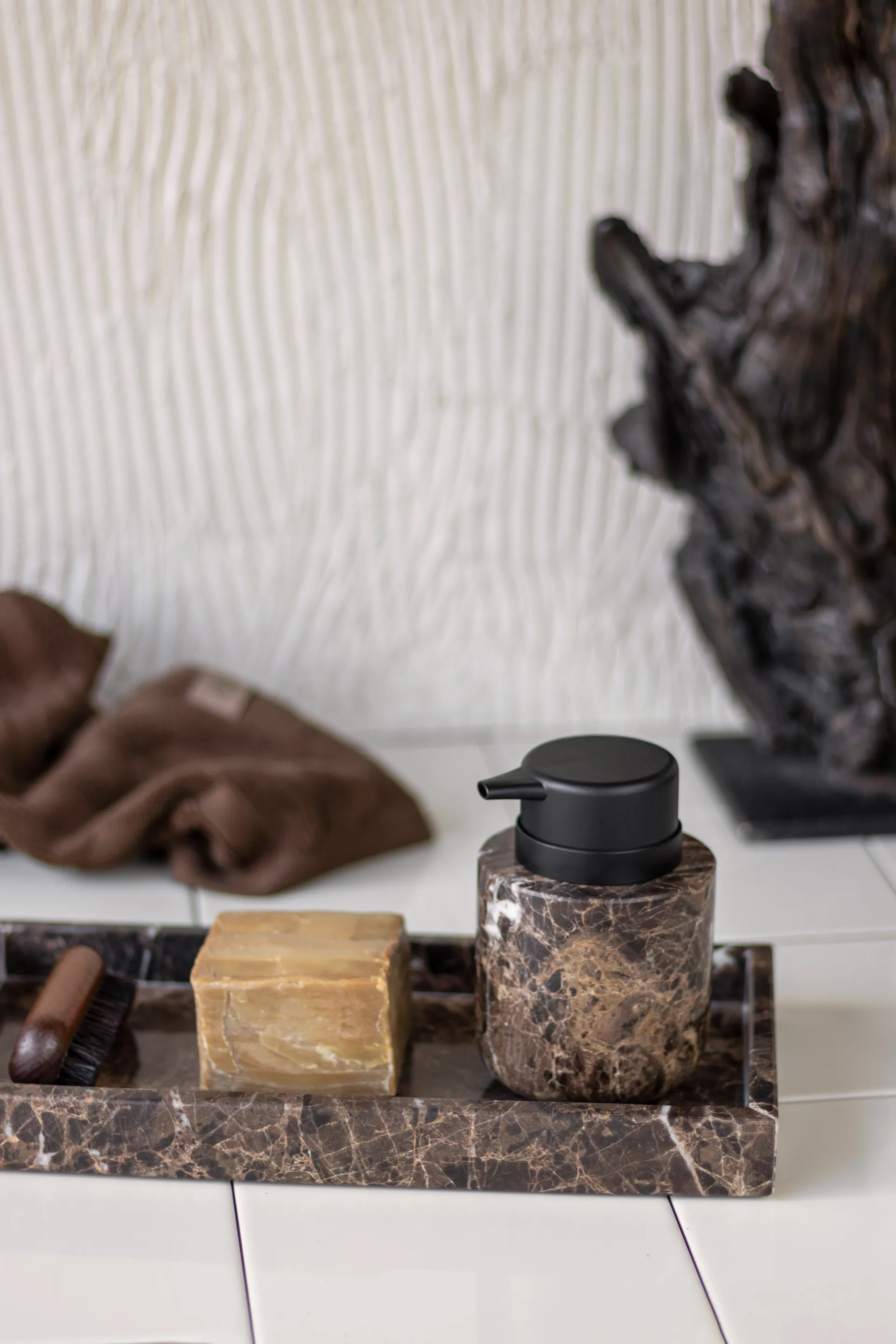 Pompe à savon Marble 12,5 cm, Marron Mette Ditmer