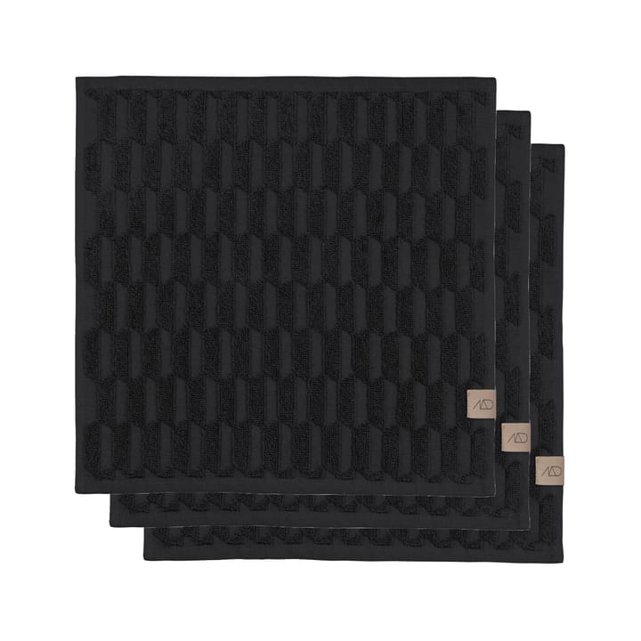 Serviette Geo 30x30 cm, lot de 3 - Black - Mette Ditmer