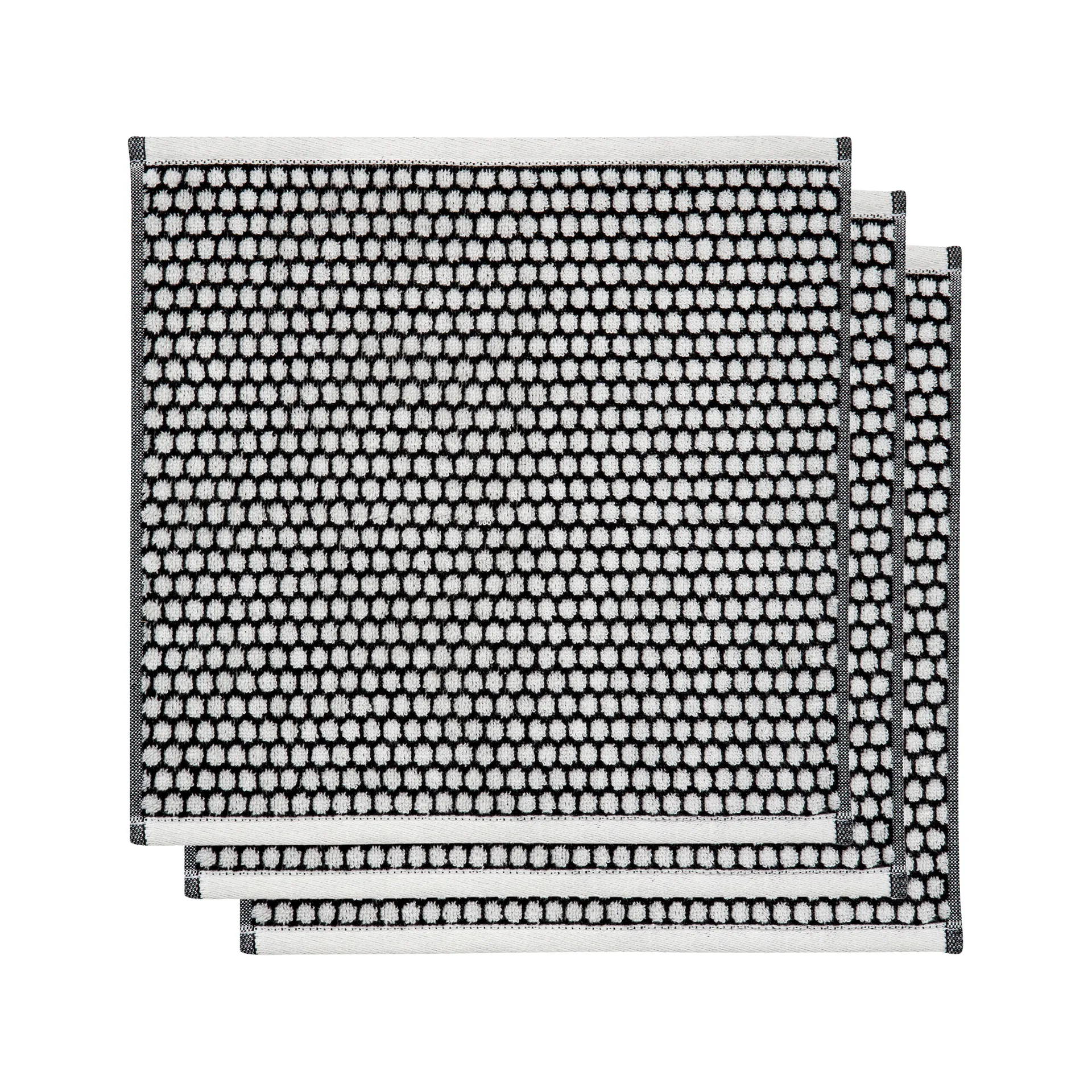 Serviette Grid 31x31 cm Lot de 3, Noir-off white Mette Ditmer