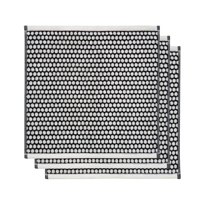 Serviette Grid 31x31 cm Lot de 3 - Noir-off white - Mette Ditmer