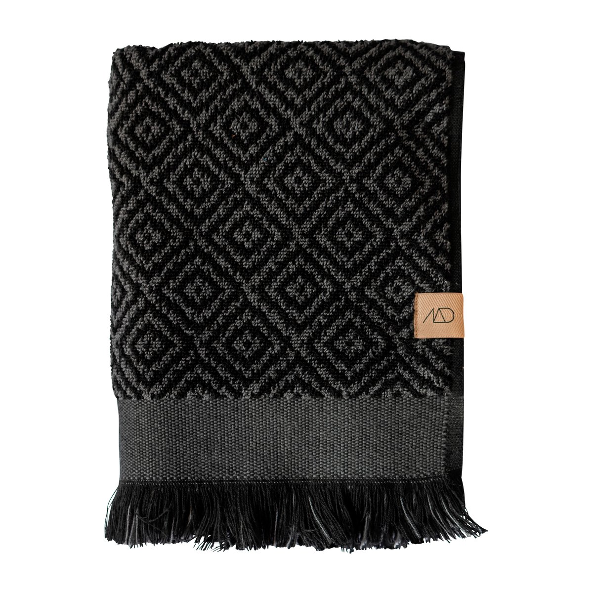 Mette Ditmer Serviette Morocco 50x90 cm Black-grey | Design Scandinave | Serviettes de toilette | Gris