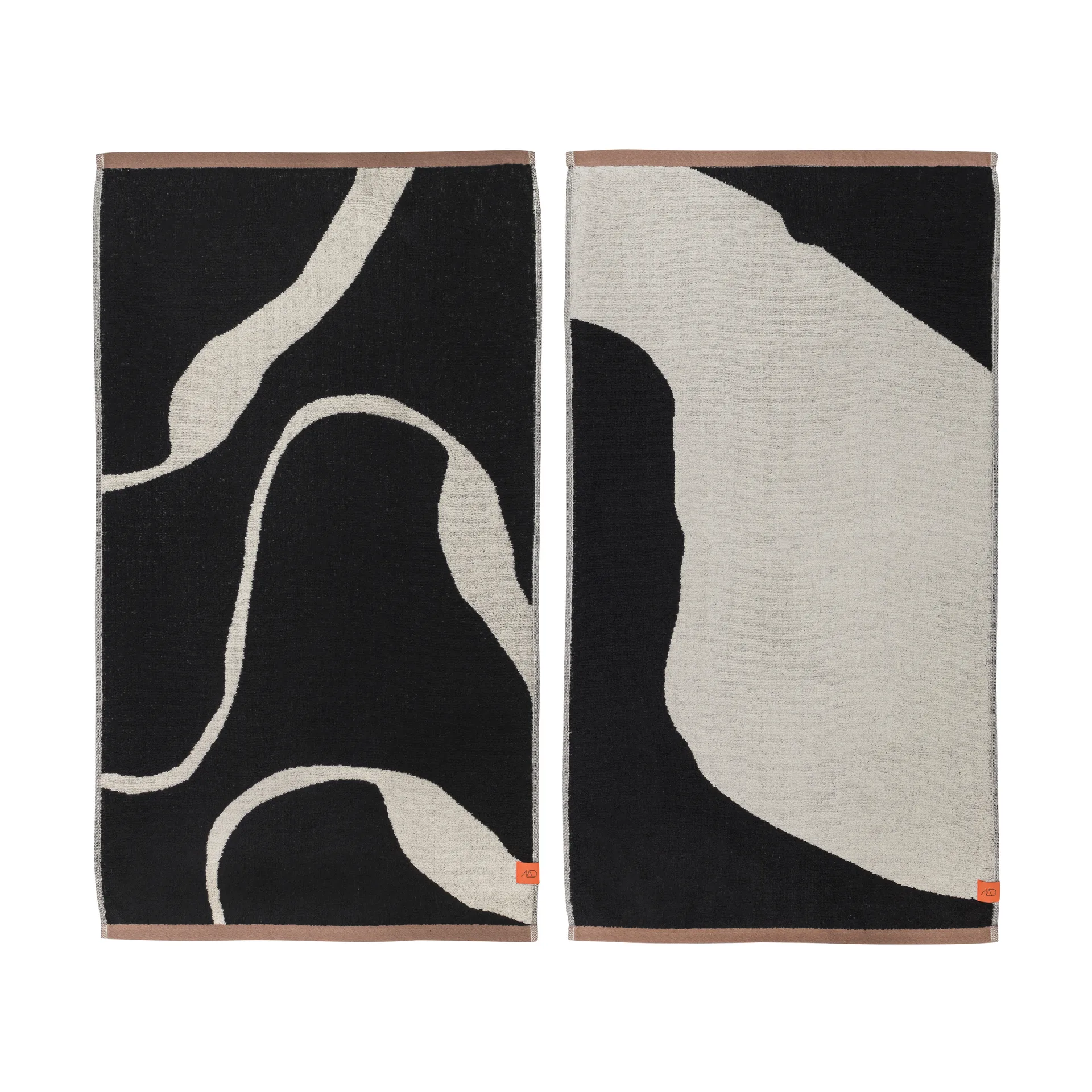 Serviette Nova Arte 40x55 cm, lot de 2, noir-blanc cassé Mette Ditmer