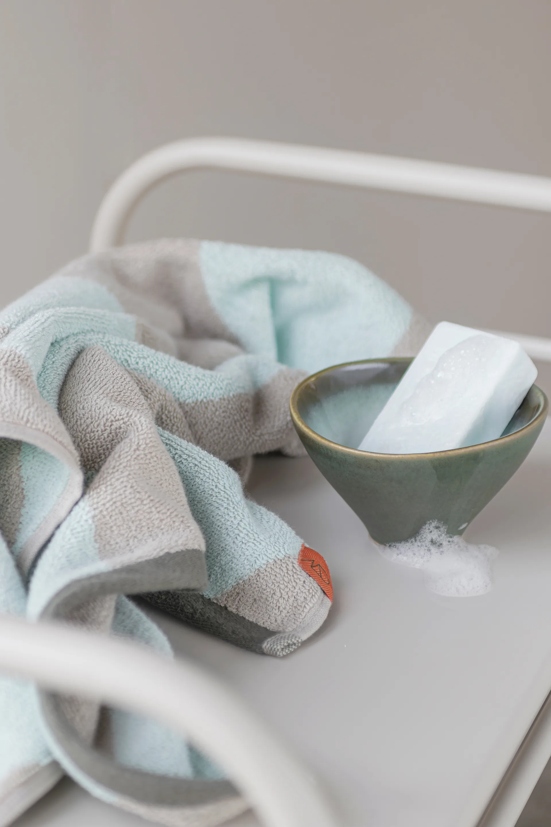 Serviettes invitées Diagonal 40x55 cm, Lot de 2, Mint Mette Ditmer