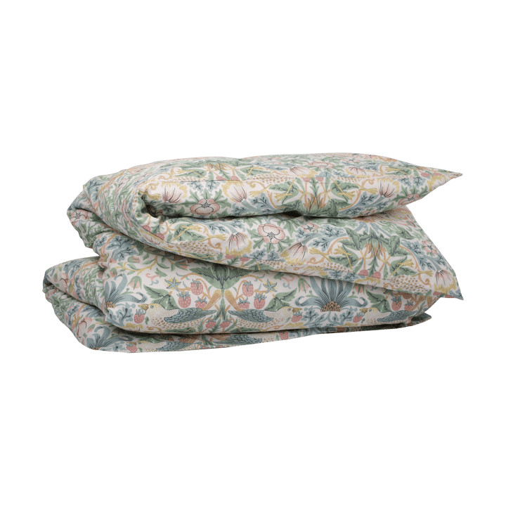 Housse de couette Morris & Co. Strawberry Thief - Vert, 150x210 cm - Mille Notti