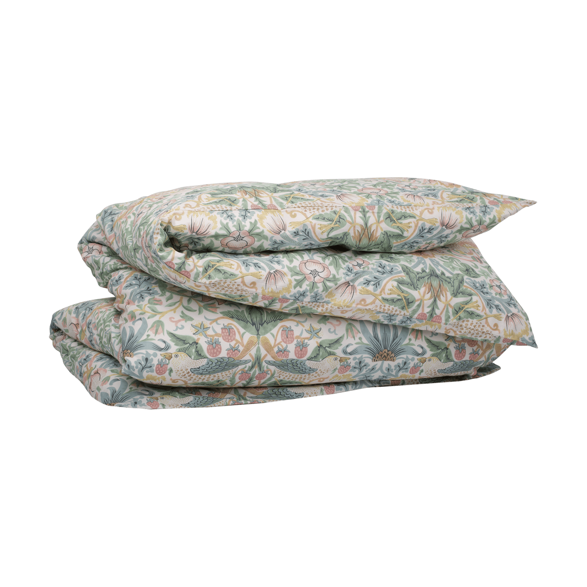 Mille Notti Housse de couette Morris & Co. Strawberry Thief Vert, 150x210 cm