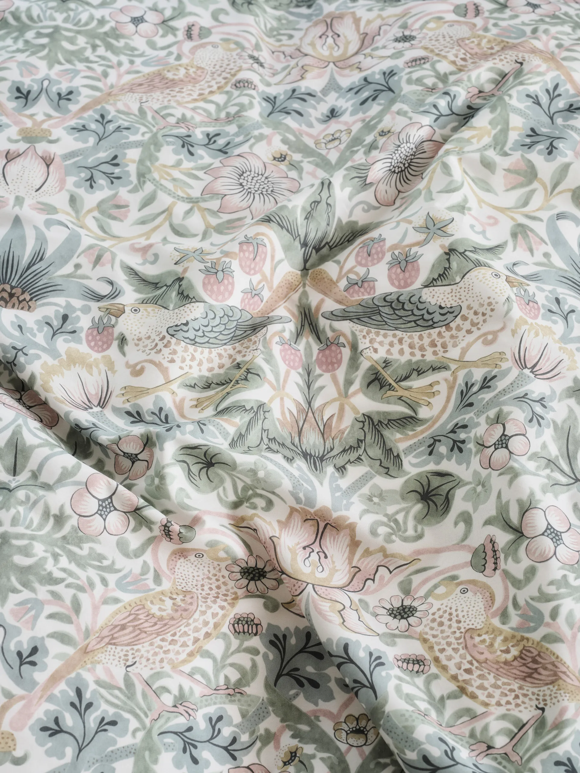 Housse de couette Morris & Co. Strawberry Thief, Vert, 150x210 cm Mille Notti