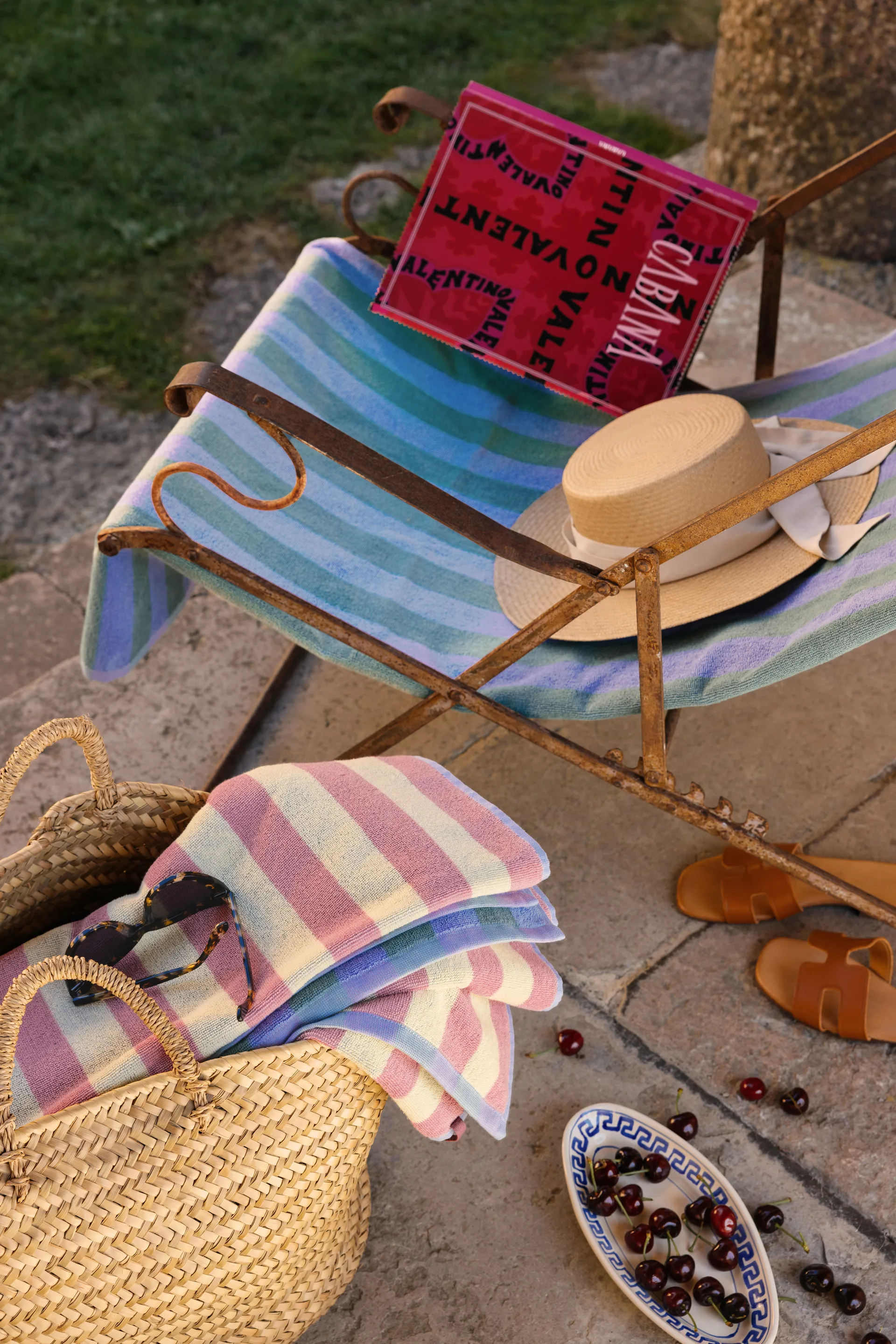 Serviette de plage Positano 100x180 cm, Bleu clair Mille Notti