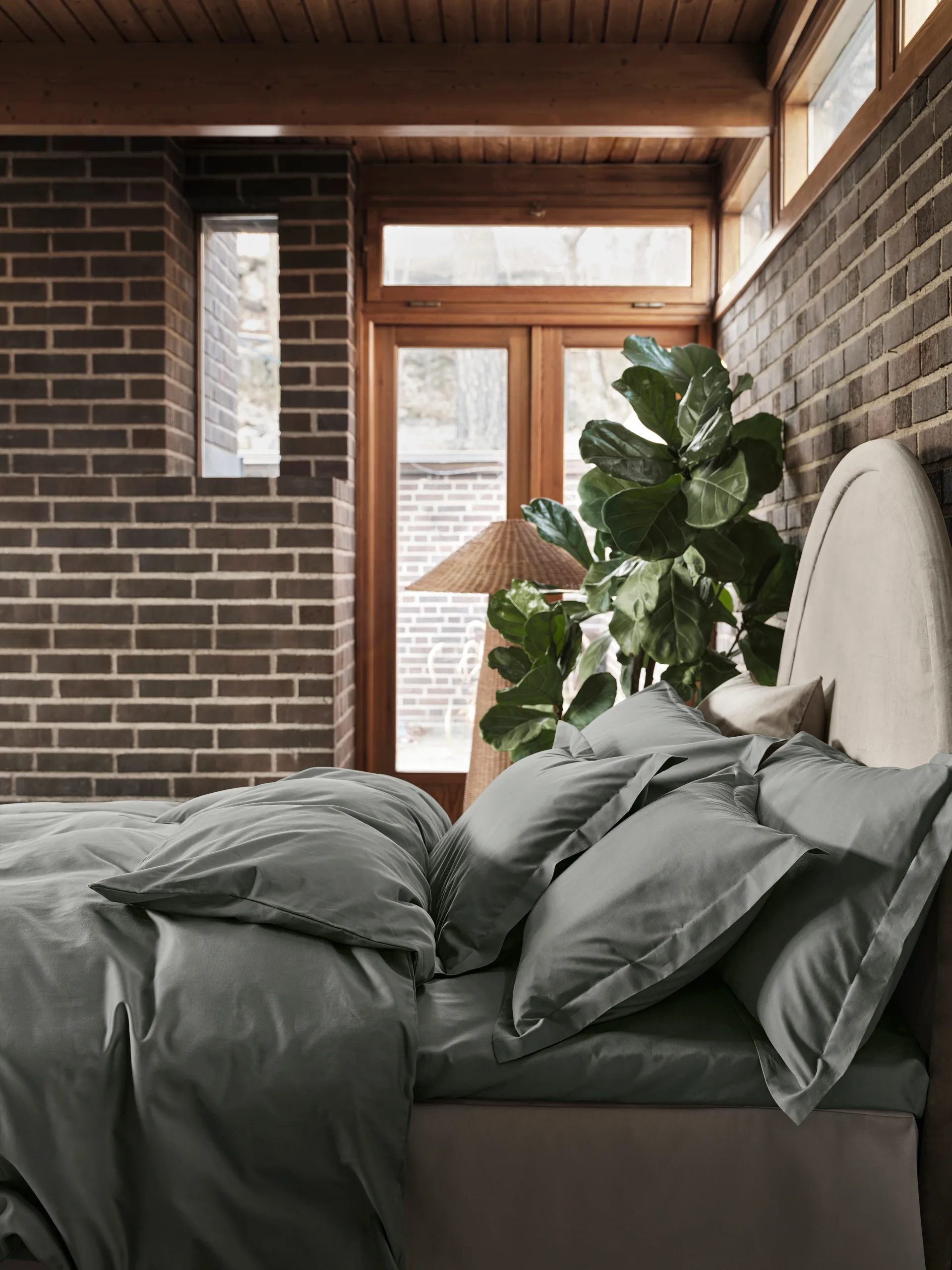 Taie d’oreiller Satina plain, Vert, 50x60 cm Mille Notti