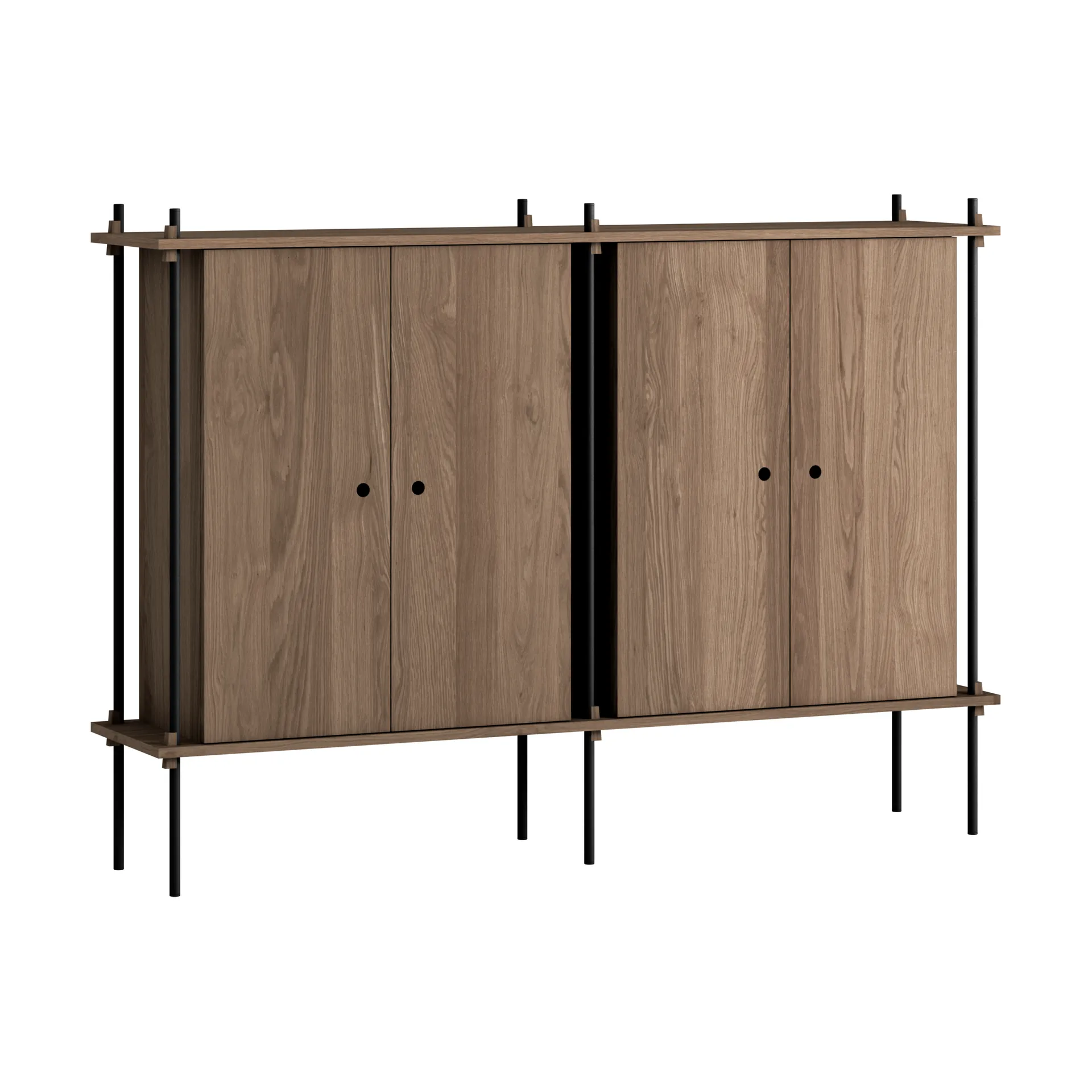 Armoire Shelving System Cabinet, Chêne fumé-black, 163x115x35 cm, S.115.2.E MOEBE