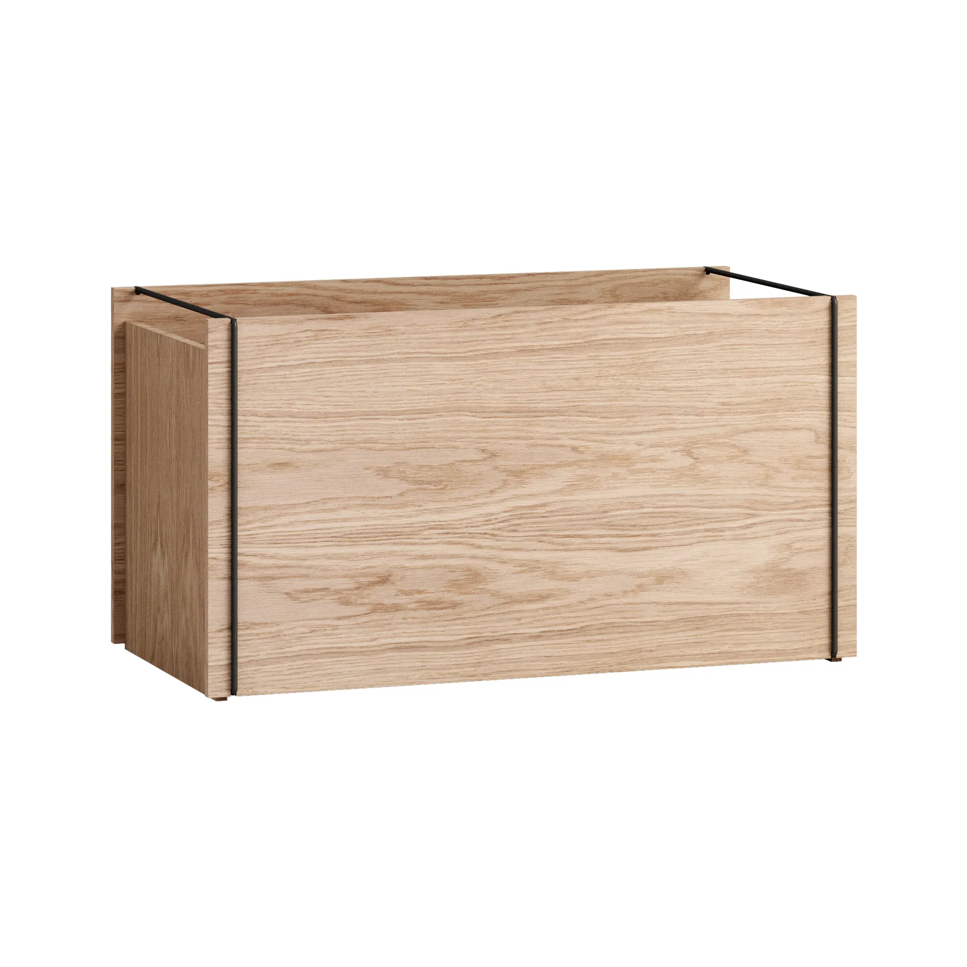 Boîte de rangement en chêne 33x60 cm, Bois, noir MOEBE