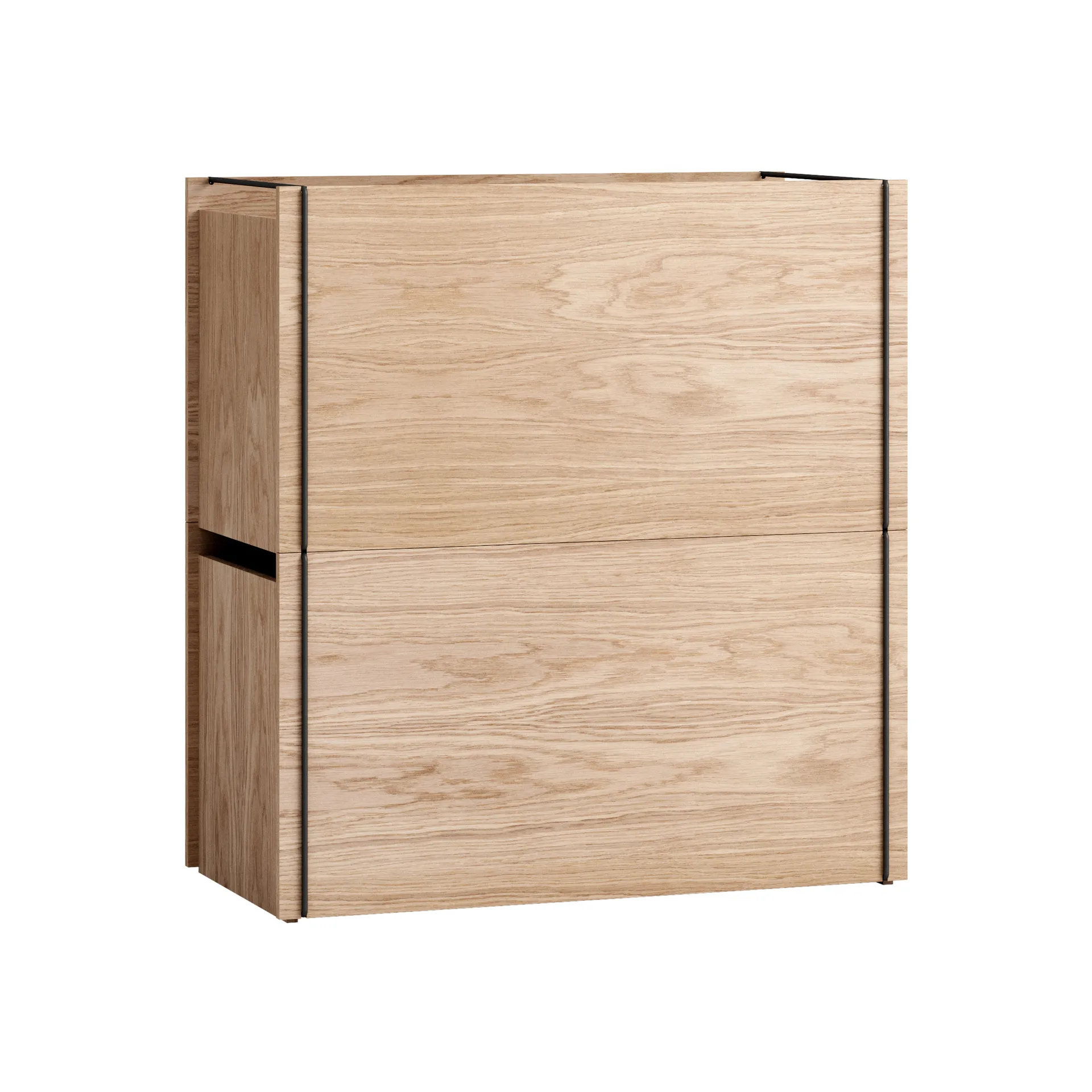 Boîte de rangement en chêne 33x60 cm, Bois, noir MOEBE